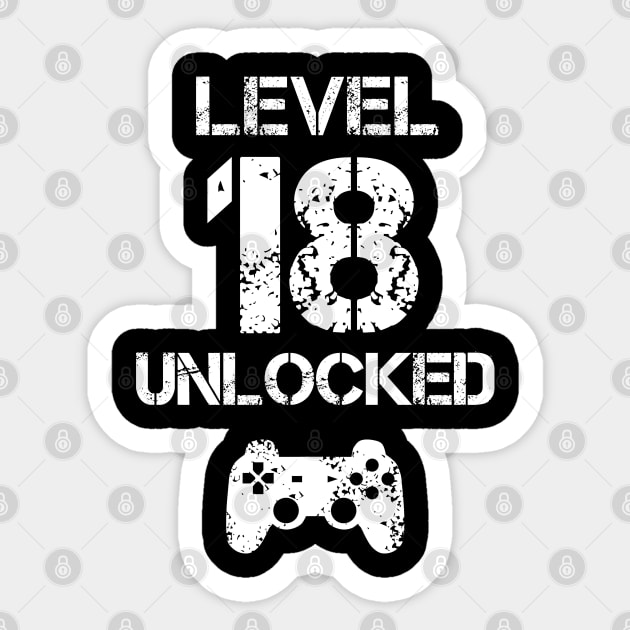 Level 18 Unlocked T-Shirt - 18th Birthday Gift Sticker by Ilyashop